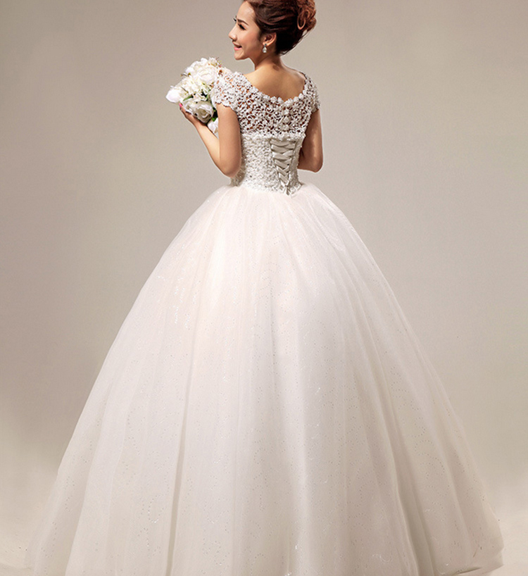 Brand New Wedding Dresses Gorgeous Ball Gown Cap Sleeves Princess Formal Dress White/Ivory Vestidos De Novia Elegant Bridal Gown