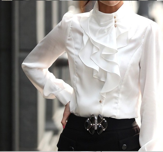 Wholesale-Promotional new fashion women ruffle shirts OL dress shirt fashionable tops faux long sleeve sexy blouse for office lady, White
Wholesale-Promotional new fashion women ruffle shirts OL dress shirt fashionable tops faux long sleeve sexy blouse for office lady, White