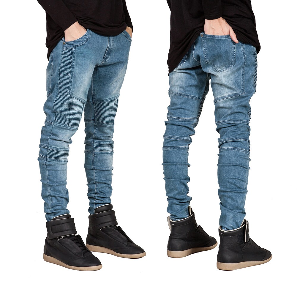 Wholesale-2016 Men Skinny Jeans Men Runway Slim Racer Biker Jeans Strech Hiphop Jeans For Men Y2036 от DHgate WW