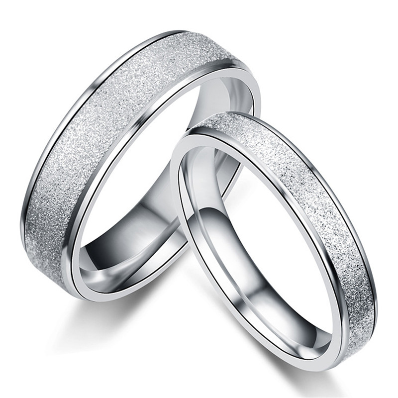 Stainless Steel Dull Polish Ring Band Rose Gold Frosted Engagement Wed Rings Women Men Fashion Fine Jewelry Will and Sandy