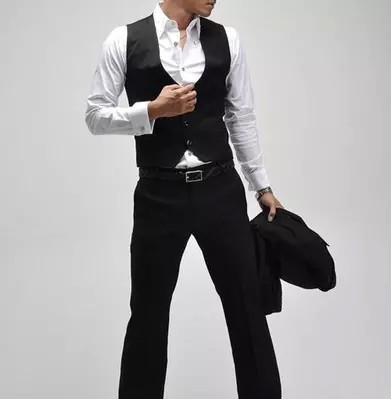 Wholesale- new version V neck vest men wholesale casual gilet Single breasted vests leisure suit for men colete black waistcoat