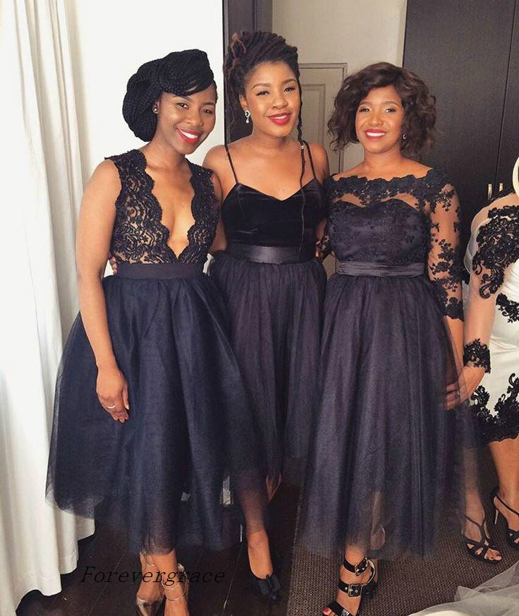 Chic Summer Beach New Navy Blue Bridesmaid Dress A Line Tea Length Wedding Guest Maid of Honor Gown Plus Size Custom Made