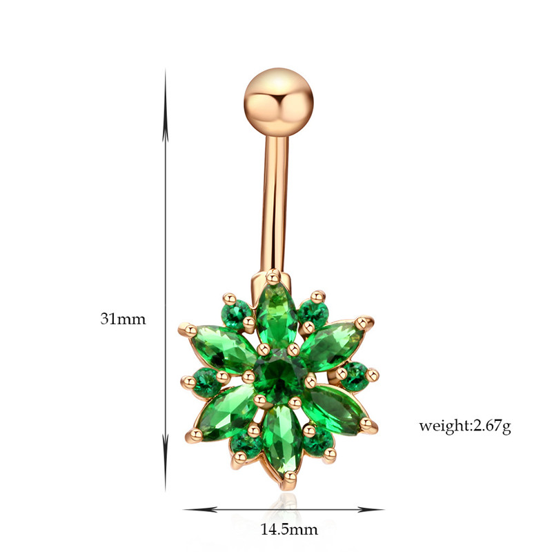 10 Colors for Option Anti-Allergic Cute Flowers Belly Button Rings CZ Women Sexy Body Jewelry Dangle Navel Body Piercing Jewelry for Dancers