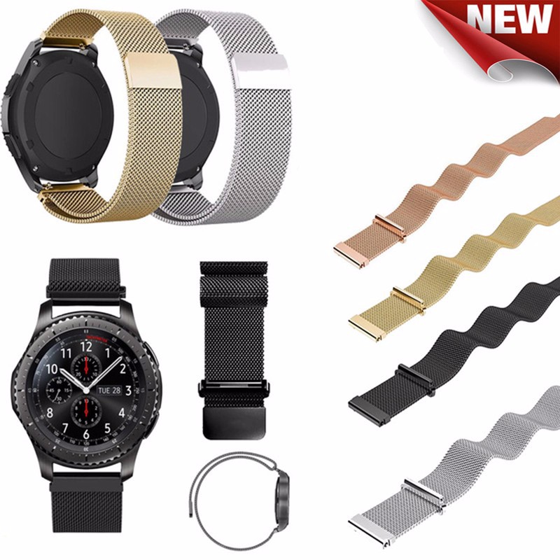 22MM Magnetic ese Loop For Samsung Gear Classic S3 Frontier Watch Bracelet Strap Stainless Steel Band black sliver free shipping