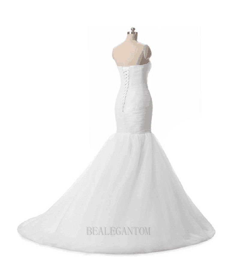 new real photo elegant white mermaid wedding dresses long tulle sweetheart floorlength wedding party bridal gowns bm14