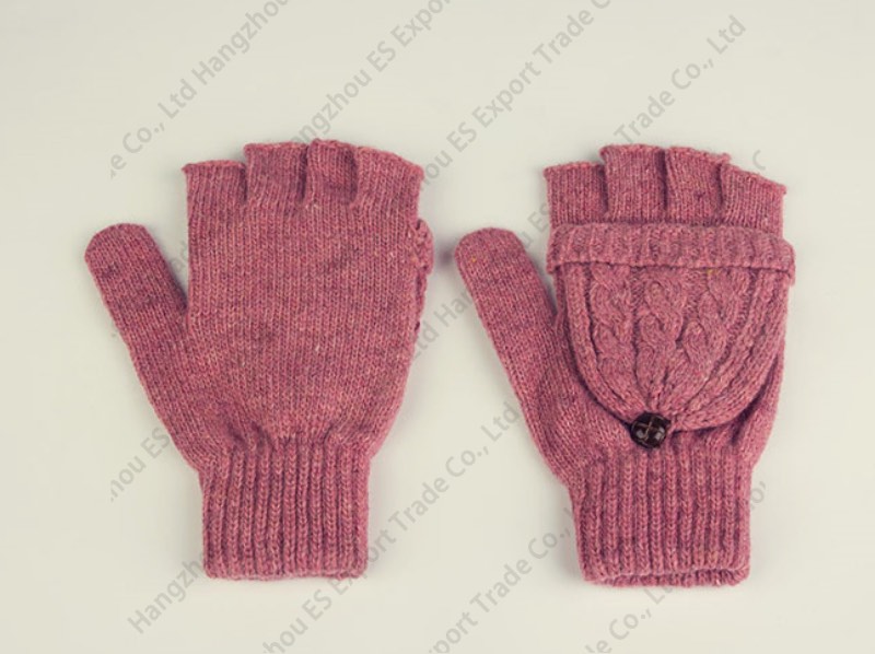 Woolen Women Clamshell Gloves Double Twist Cover With Warm Mittens Half Fingers Fashion