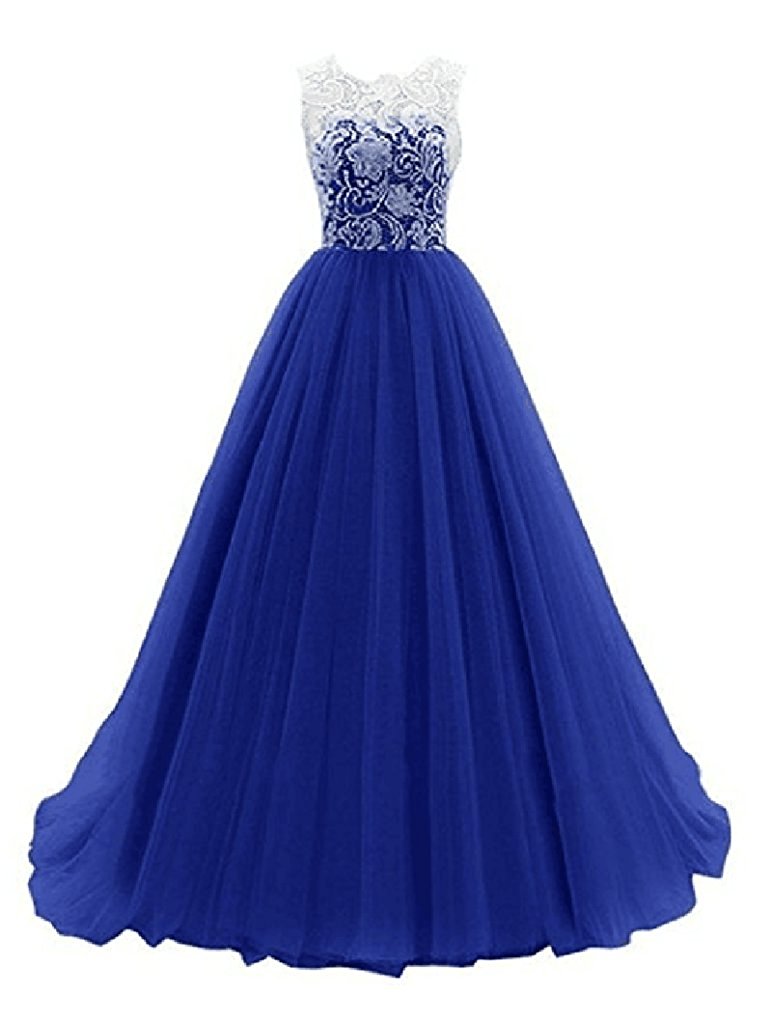 2017 New Lace Prom Dresses Tulle Floor-Length Party Dress Floor-Length Evening Formal Long Party Gown BM80