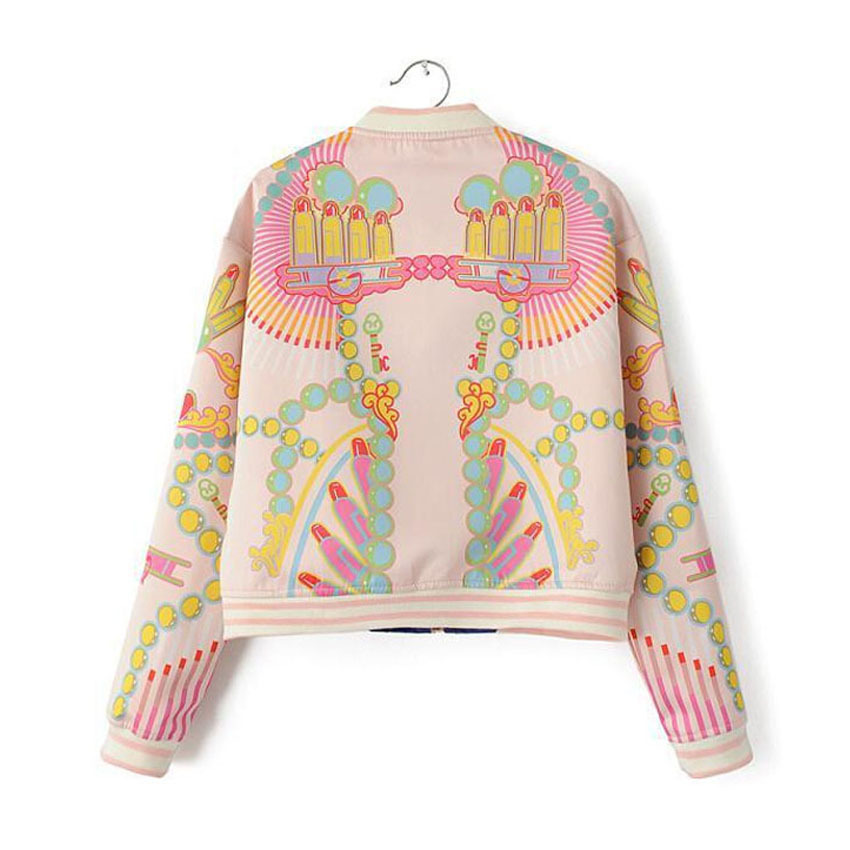 Wholesale- 2016 women winter spring fashion stand baseball jacket flower print women coat colorful bomber jacket