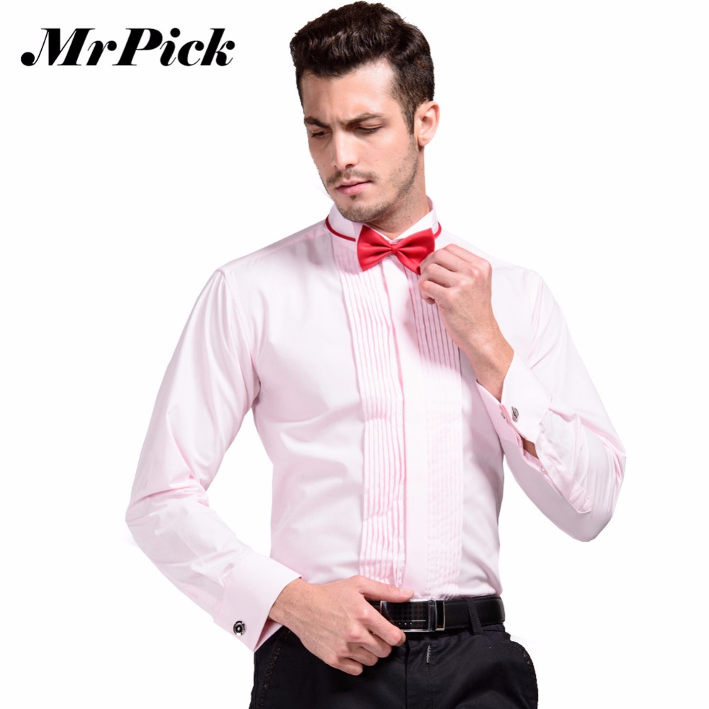 Wholesale- 2016 New French Cuff Button Shirt Men's Business Casual Shirts Wedding Dress Fashion Swallow Collar Shirts 3XL Z1542-Euro