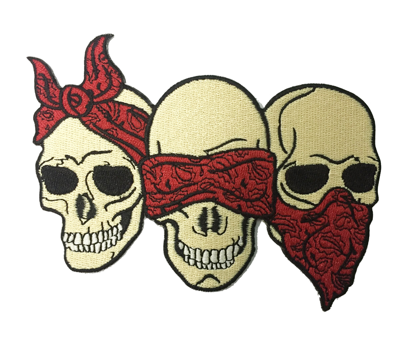 New Arrival Three Masked Skull Head Embroidered Patch Iron On Clothing Front Jacket Vest Rider Patch 5" Cloth Badge Sewing On Bag Patch, Black
New Arrival Three Masked Skull Head Embroidered Patch Iron On Clothing Front Jacket Vest Rider Patch 5" Cloth Badge Sewing On Bag Patch, Black