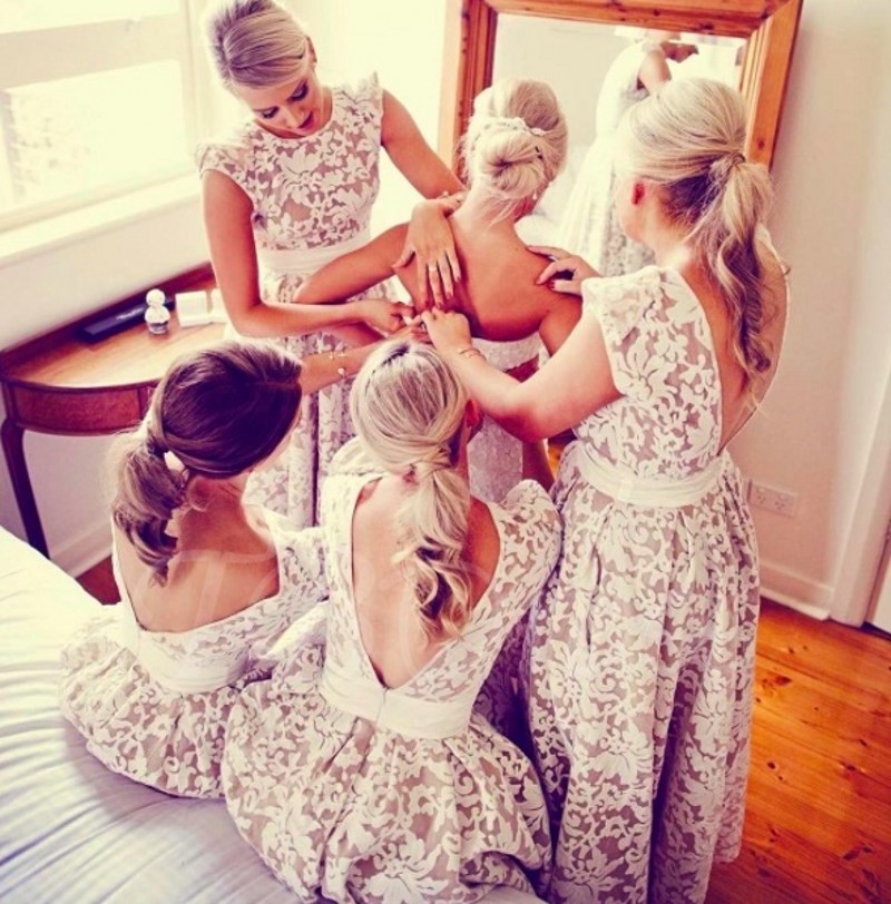 2024 Front Short Long Back Bridesmaid Dresses Beautiful High Low Backless Lace Wedding Party Dress Maid of Honor Dress robe de soriee