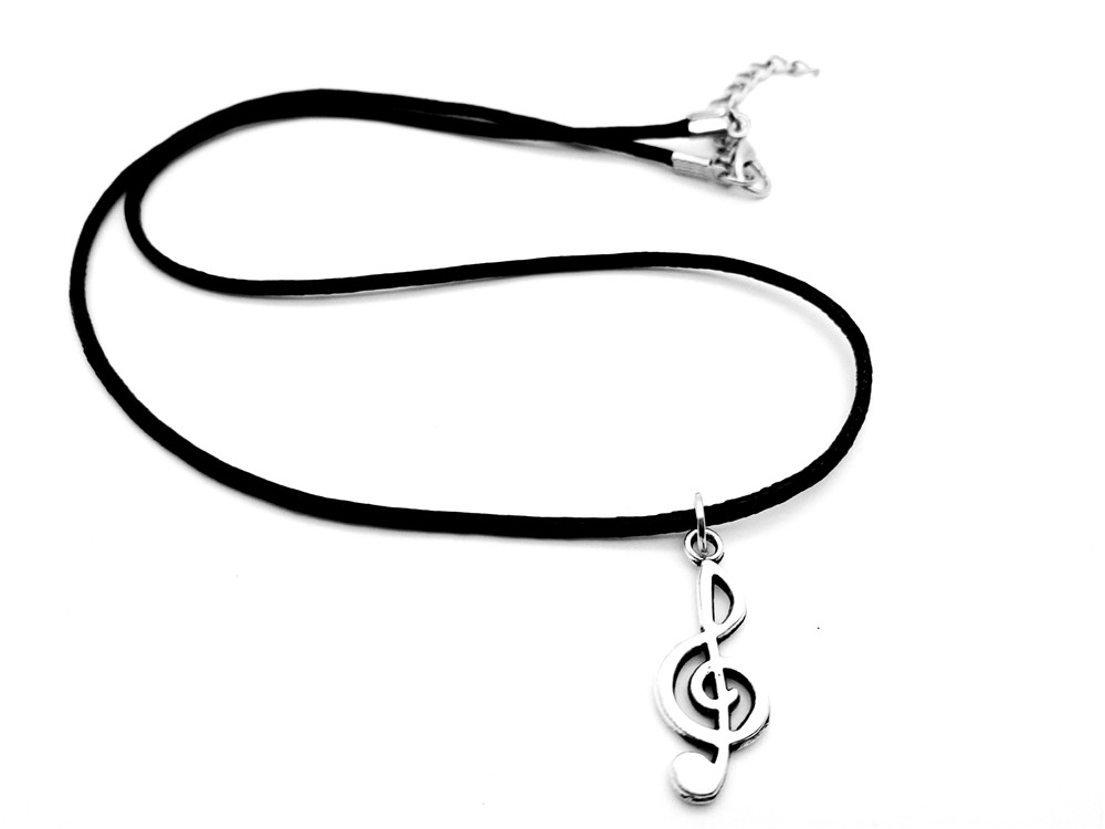 5PCS- Simple Musical Note Necklace Music Notation Theme Pendant Necklace Music Symbol Treble Clef Leather Rope Necklaces