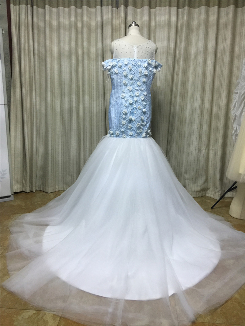 2020 Sexy Beading Mermaid Wedding Dresses With Flowers Tulle Plus Size Floor-Length Bridal Gowns Vestido De Novia BM04