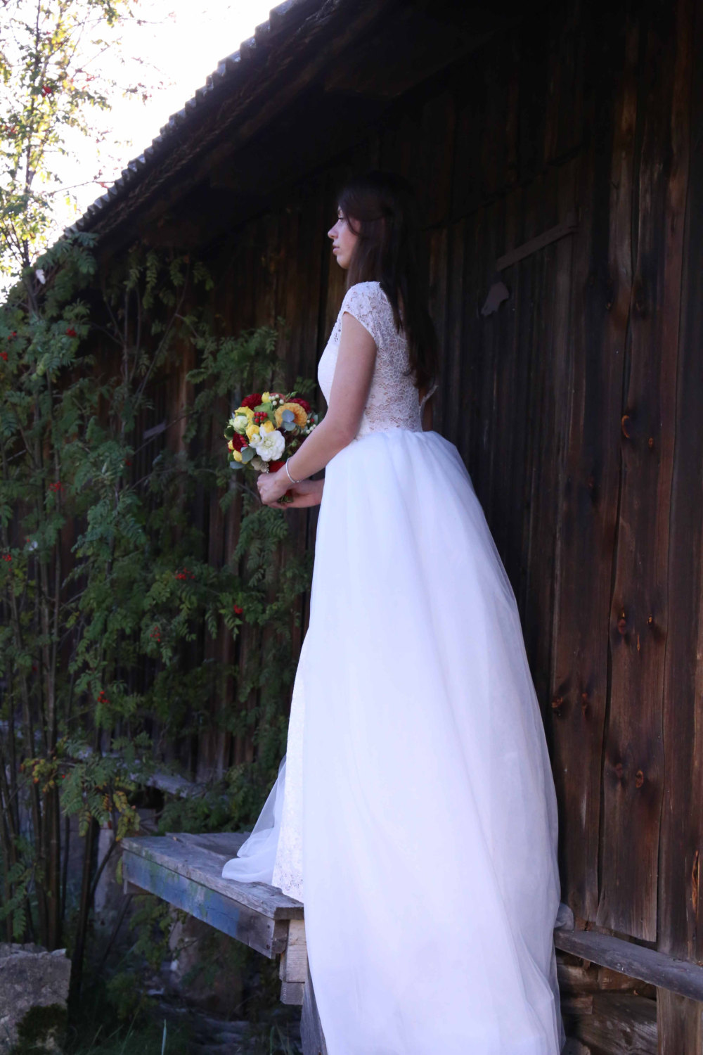 Boho Vintage Fully Lace Wedding Dress Mermaid V-Cut Back Off Shoulder Bohemian Style Detachable Tulle Train Cap Sleeve Wedding Gowns