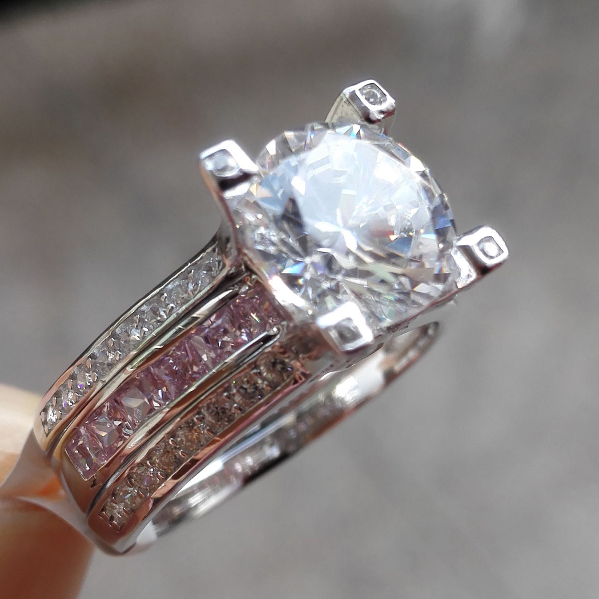 Victoria Wieck Choucong Fashion Jewelry 10KT White Gold Filled Roud Cut Pink Sapphire CZ Diamond Gemstone Wedding Engagement Women Ring Gift