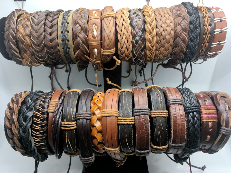 Whole 50pcs Lots Mix Style Mens Womens Fashion Vintage Leather Bracelet Cuff Wristband Jewelry Gift Bracelet