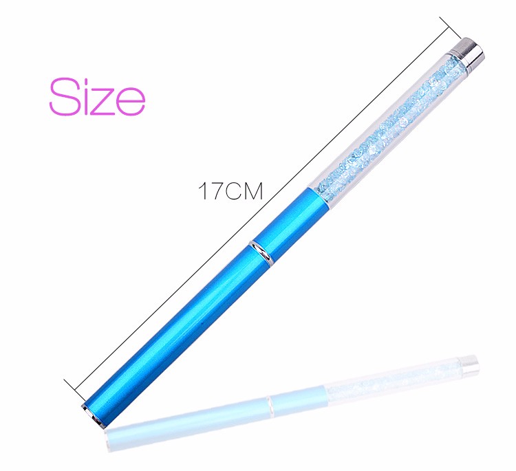 Nail Art Brush Pen Rhinestone Diamond Metal Acrylic Handle Carving Powder Gel Liquid Salon Liner Nail Brush With Cap ZA2094
