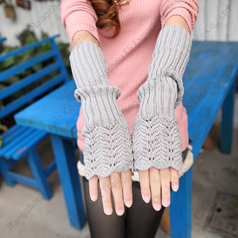 Women Fashion Knitted Gloves Crochet Warm Long Fingerless Glove Mittens Hand Wrist 5 Colors Wholesale