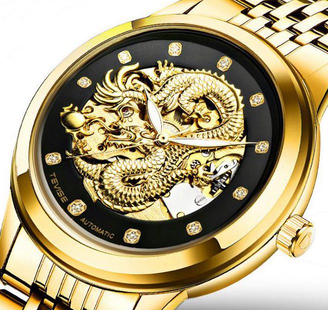 Men Watches Fashion Dragon TEVISE Brand Watch Automatic Mechanical Watches Steel Clock Mens Wristwatches Relogio Masculino, Gold black
Men Watches Fashion Dragon TEVISE Brand Watch Automatic Mechanical Watches Steel Clock Mens Wristwatches Relogio Masculino, Gold black