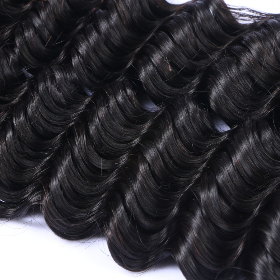Wholesale Bundles Brazilian Virgin Remy Hair 1b Unprocessed Human Hair Weave Grade 9A Deep Wave Hair Bundles Natural Black
