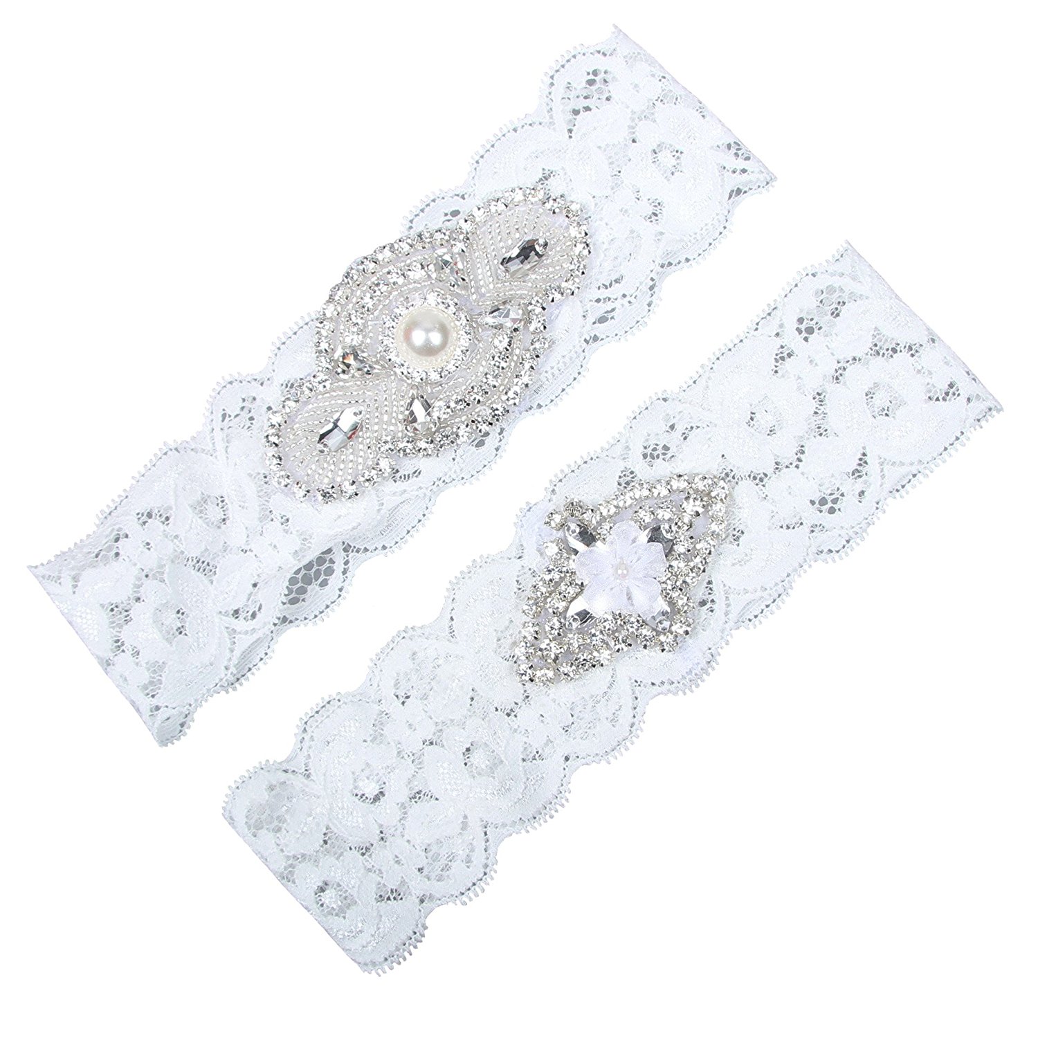 Bridal Garters 2 Pieces Set Lace Wedding Bridal Garter Set Pearls Handmade Flower Rhinestones Vintage Prom Gift Cheap In Stock