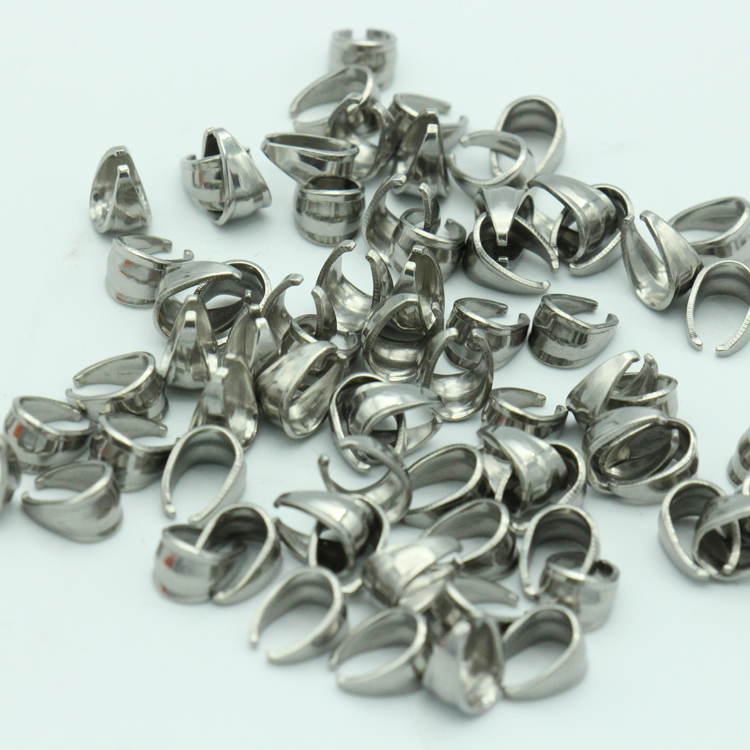 Factory Wholesale 200pcs Silver Tone Stainless Steel High Quality Connector Pendant Hook printing Pinch Bail Clip Clasp Jewelry Finding DIY