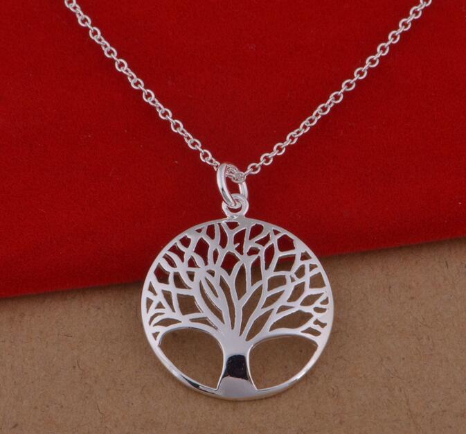 Fashion silver Tree Of Life Pendant Necklace silver totem religion 18inch collares populares 925 wedding Valentines Day jewelry