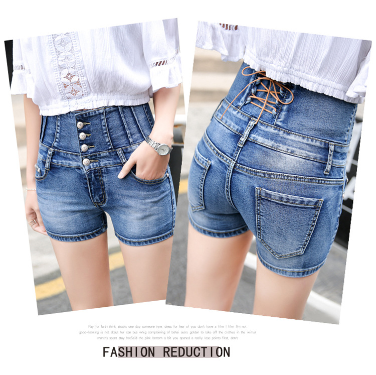 nice gift Summer newest Women's Shorts abdomen denim female high waist buckle large yards stretch WS024 Womens Short