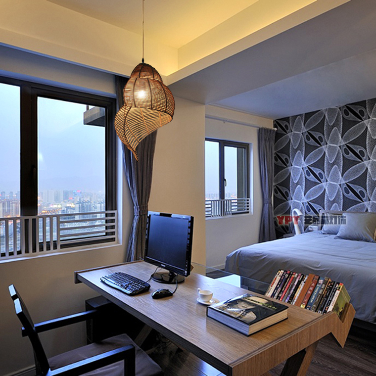 Modern Bamboo Snail Pendant Lights Fixture Southeast Asian Rattan Escargots Pendant Lamps Hotel Restaurant Dining Room Cafes Hanging Lamp