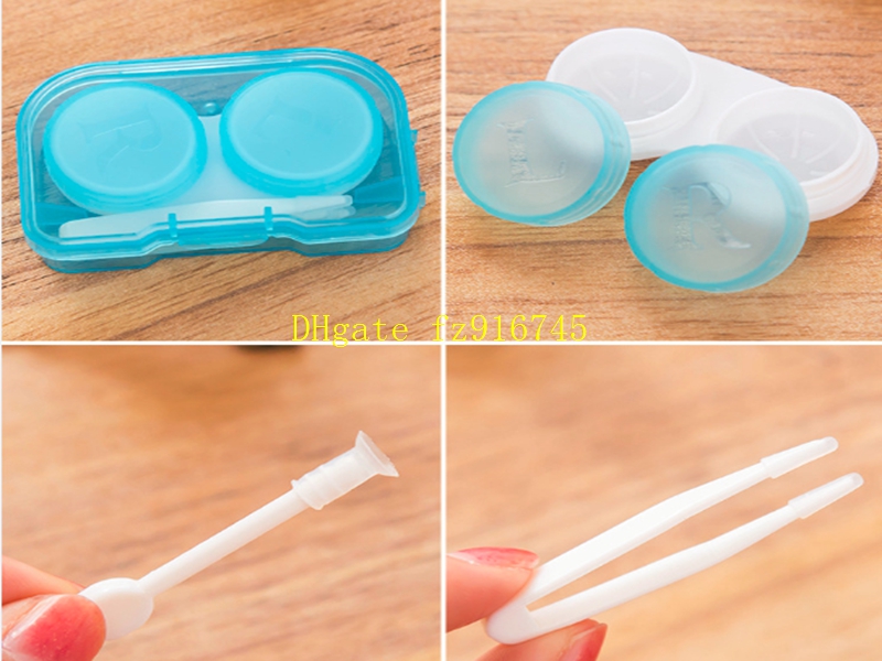 50psets/lot Freeshipping 4 in 1 kits Companion box with Hanging hole contact lens box Eyeglasses Case Dressing case
