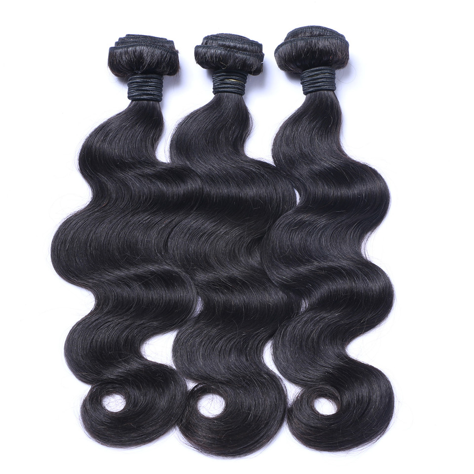 Free shipping 32inch Brazilian Human Remy Virgin Body Wave Weaves Hair Extensions Natural Color 100g/bundle Double Wefts 3Bundles/lot
