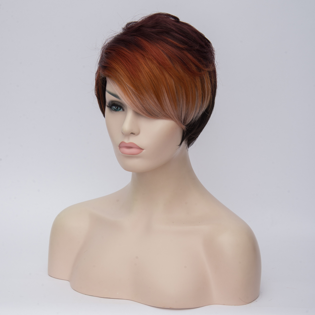 Synthetic Straight Short Wigs For Women Pixie Cut Wig Two Tone Color + A Free Wig Cap