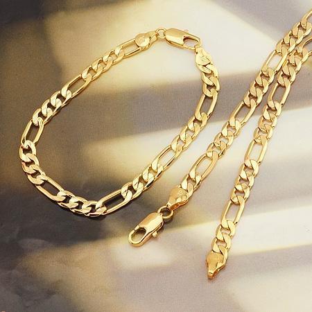 fayelight fashion jewelry sets 24k yellow gold filled GF figaro chain 6mm bracelet + necklace ( 8.3" + 19.7" ) 43G, Golden
fayelight fashion jewelry sets 24k yellow gold filled GF figaro chain 6mm bracelet + necklace ( 8.3" + 19.7" ) 43G, Golden