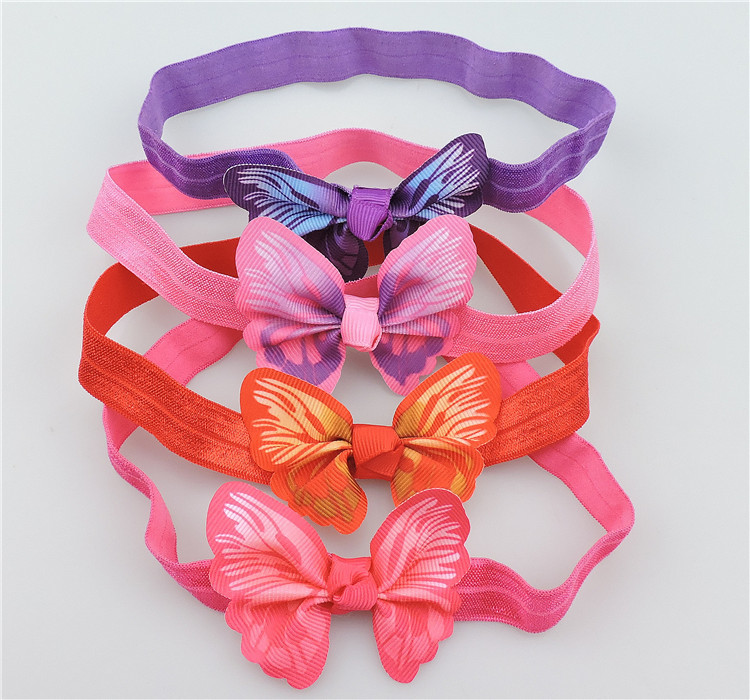 100pcs newest stretchy Hairbands hair Accessories with 3D simulation butterfly hair bows flowers headbands hair band SG8649
