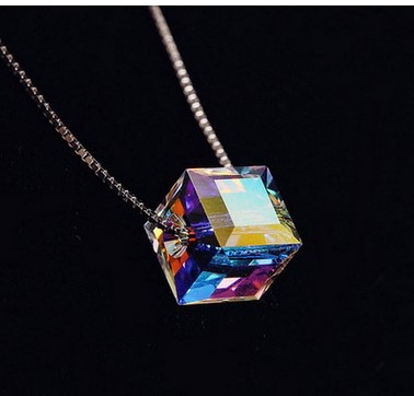 925 Sterling Silver Aurora of Sugar Austrian Crystal Necklace Accessories Pendant Chocker Spring, Summer, Clavicle, Short Chain Free Shippin