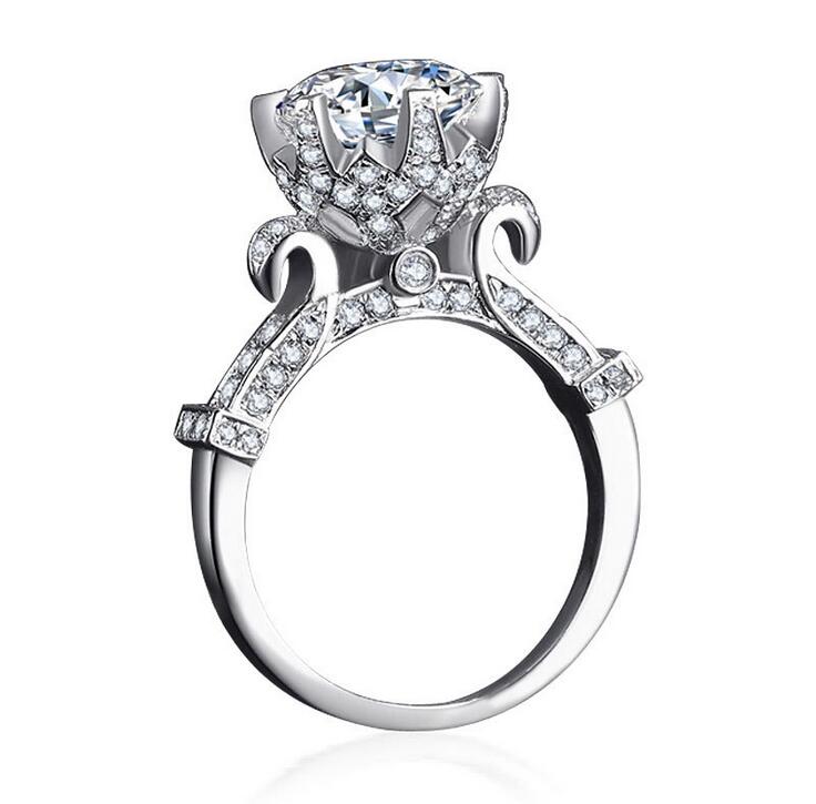 Size5-11 New Arrival Fashion Jewelry 925 Sterling Silver Round Cut White Topaz CZ Diamond Wedding Engagement Women Crown Ring For Lover Gift