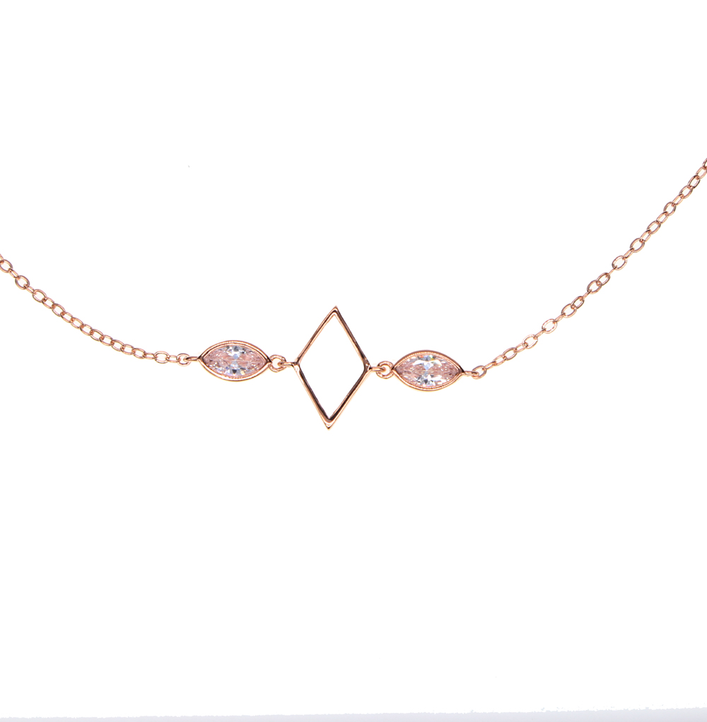 Delicate Chain Choker Necklace 337cm Cubic Zirconia Geometric Minimalist Jewelry | Rose Gold & Sier Plated