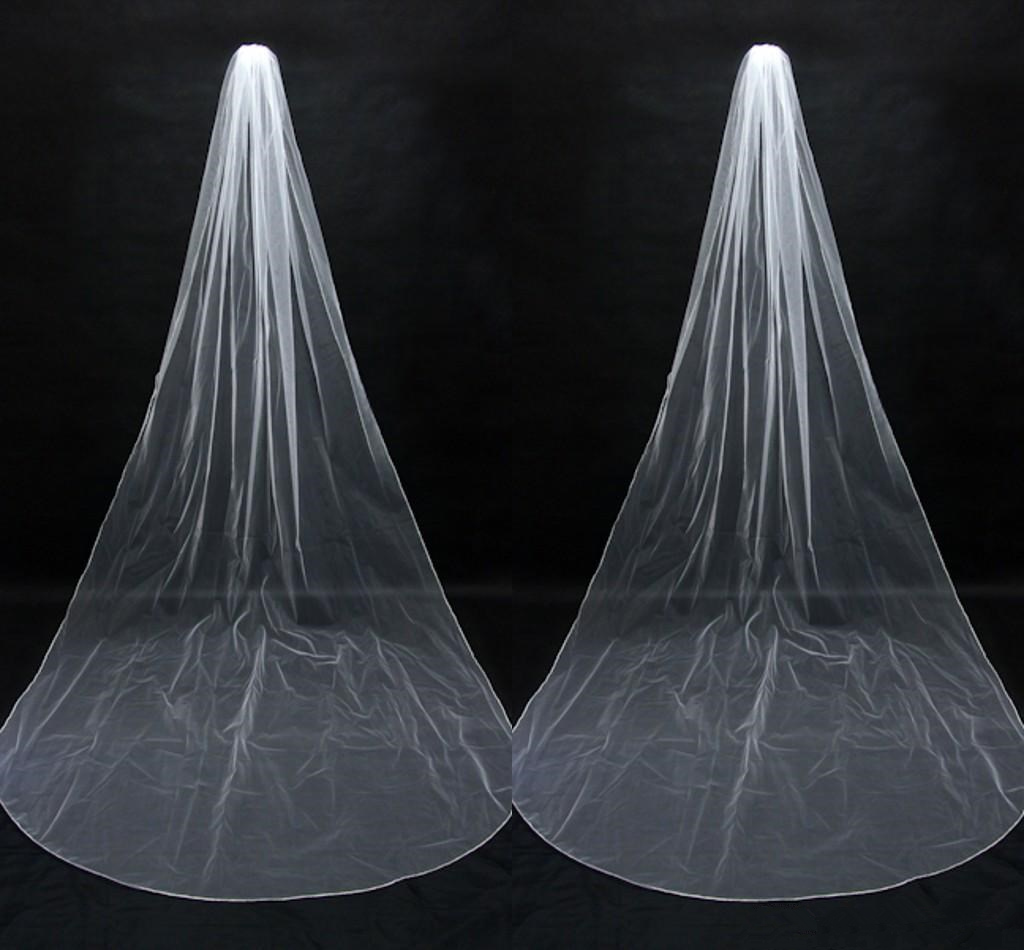 Simple Chapel Length Bridal Veil Long Soft Tulle White Ivory Wedding Veils Bridal Accessories 2 Meters Bride In Stock One Layer Veils