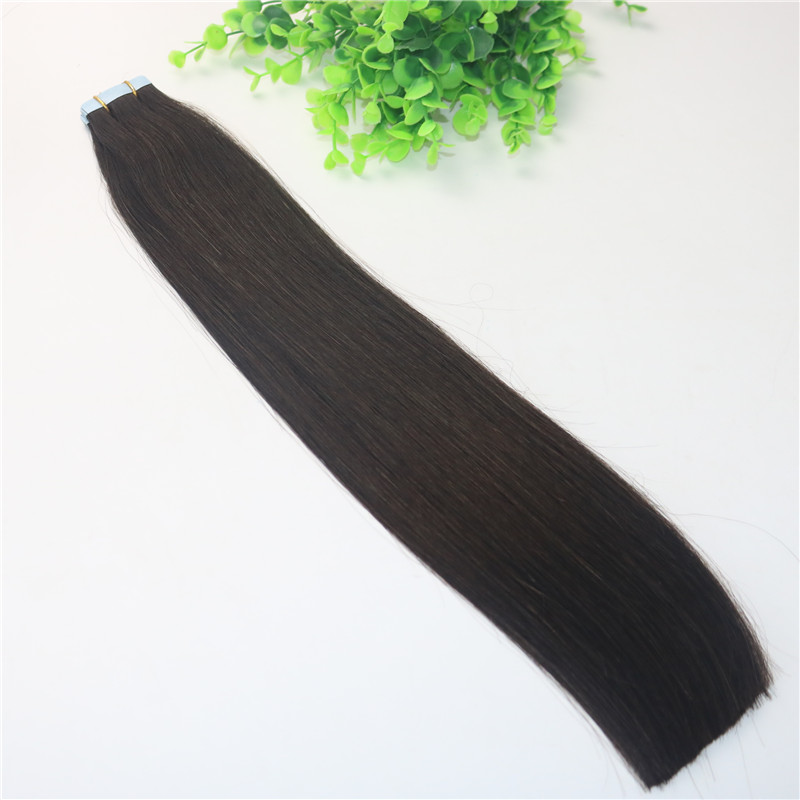 Tape In Human Hair Extensions Brown #2 Glueless 40pcs 100gram Brazilian Virgin Hair Skin Weft Thick End