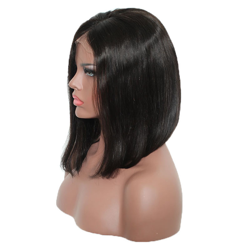 DIVA1 Blunt Cut Bob full lace human hair Wig 10inch Virgin brazilian closure bobs Laces Front Wigs for black women 150% density