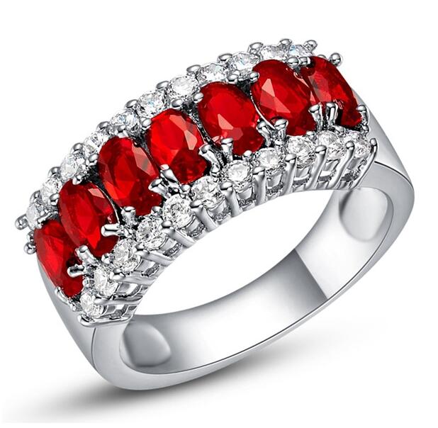 Sterg Sier Rings for Women, Multicolor Blue Sapphire Wedding Finger Ring Gift, Size 6/7/8/9