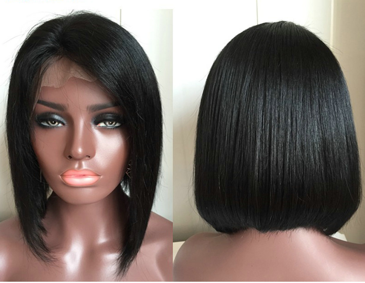 DIVA1 Blunt Cut Bob full lace human hair Wig 10inch Virgin brazilian closure bobs Laces Front Wigs for black women 150% density