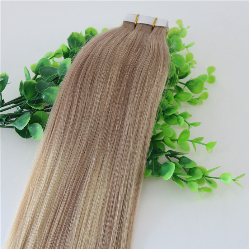 #18 #613 Balayage Ombre Color Ash Blonde Fading to Golden Blonde Brazilian Human Remy Hair Glue Skin Weft 40pcs Tape In Hair Extensions