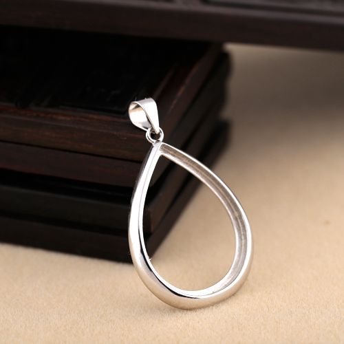 925 Sterling Silver 18x24mm Pear Cabochon Semi Mount Pendant for Women Trendy Fine Jewelry Wholesale