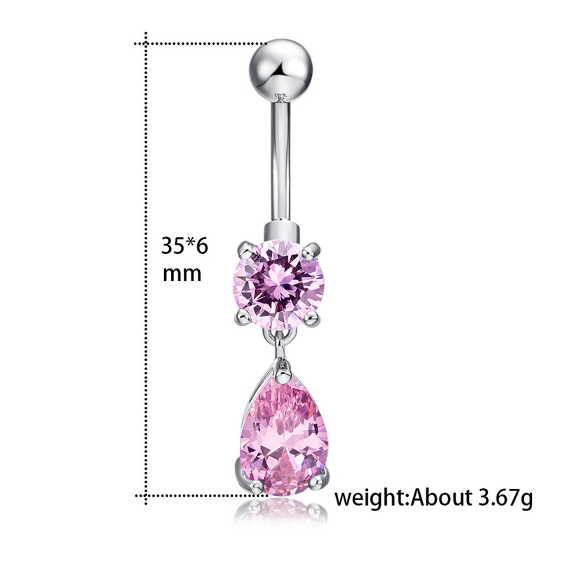 Fashion Waterdrop Zircon Navel Ring Medical Stainless Steel Body Piercing Jewelry Women Sexy Zircon Belly Button Ring