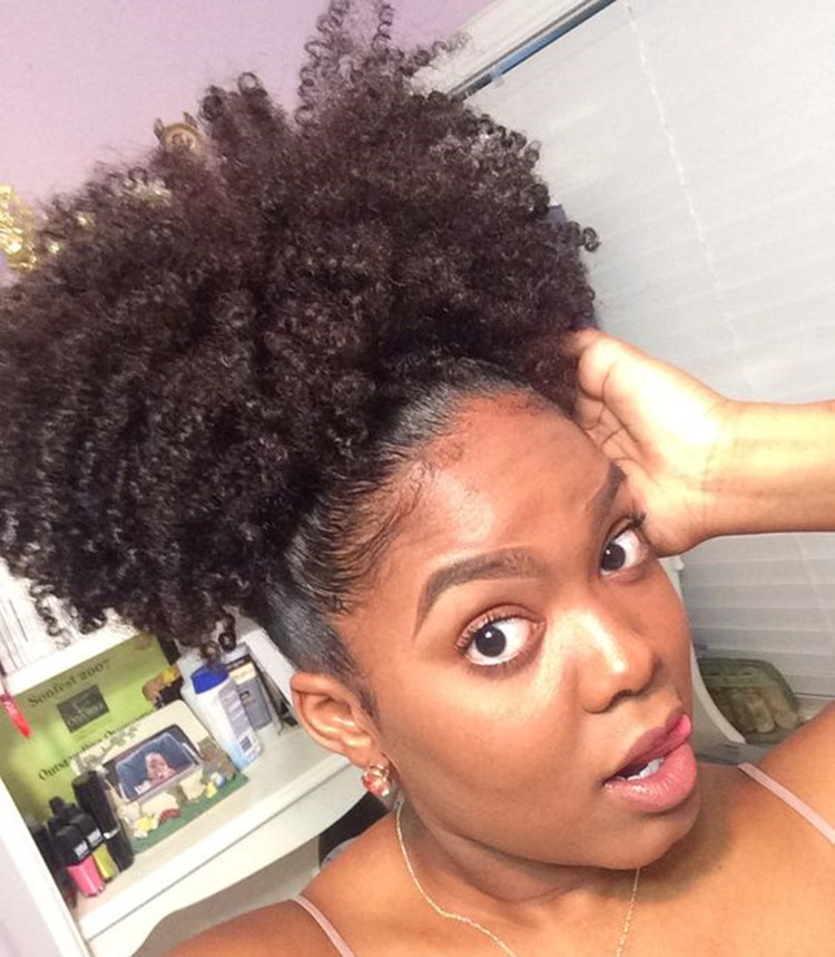 Natural Kinky Curly Drawstring Ponytail HairpieceFor Black Woman Short Ponytail Clip In High Afro Kinky Curly Virgin Ponytail Human hair