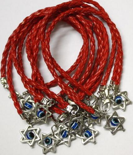 100Pcs Vintage Silver Kabbalah Evil Eye Protection Star of David Bracelets Charms Woven Leather Cuff Bracelet Bangles Jewelry Gift Punk 
100Pcs Vintage Silver Kabbalah Evil Eye Protection Star of David Bracelets Charms Woven Leather Cuff Bracelet Bangles Jewelry Gift Punk