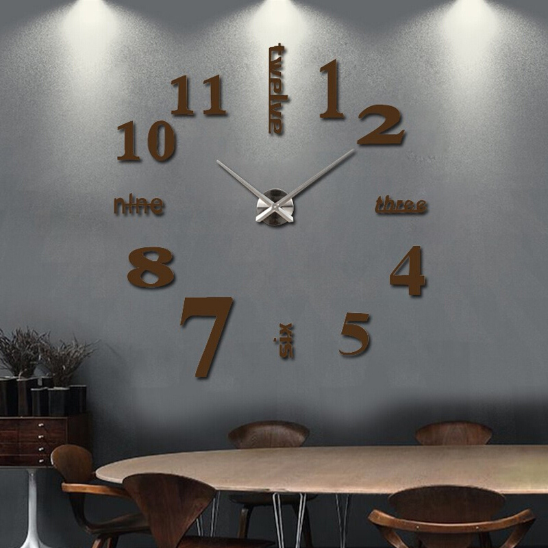 HOT 3d diy Acrylic miroir wall stickers clock watch clocks Quartz Modern reloj de pared home decoration