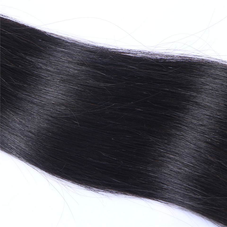 Brazilian Straight Hair Bundles with Closure Free Middle 3 Part Double Weft Human Hair Extensions Dyeable Human Hair Weave FEDEX Shipping