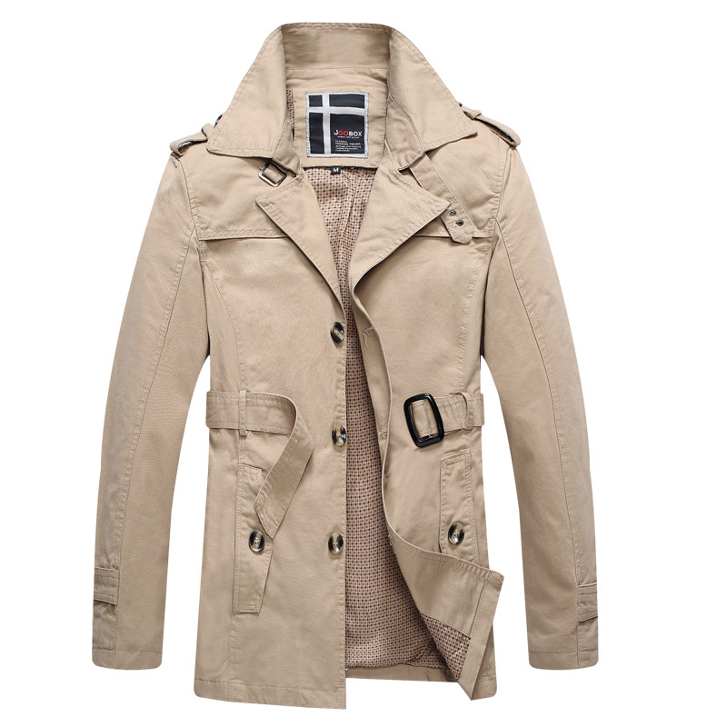 Wholesale- New Fashion Medium Long Trench Coat Men Slim Thin Chaqueta Larga Hombre